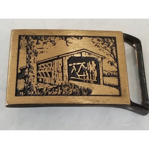 Vintage Tech Ether Guild Langley Bridge Solid Brass belt buckle 1975 - Picture 7 of 9